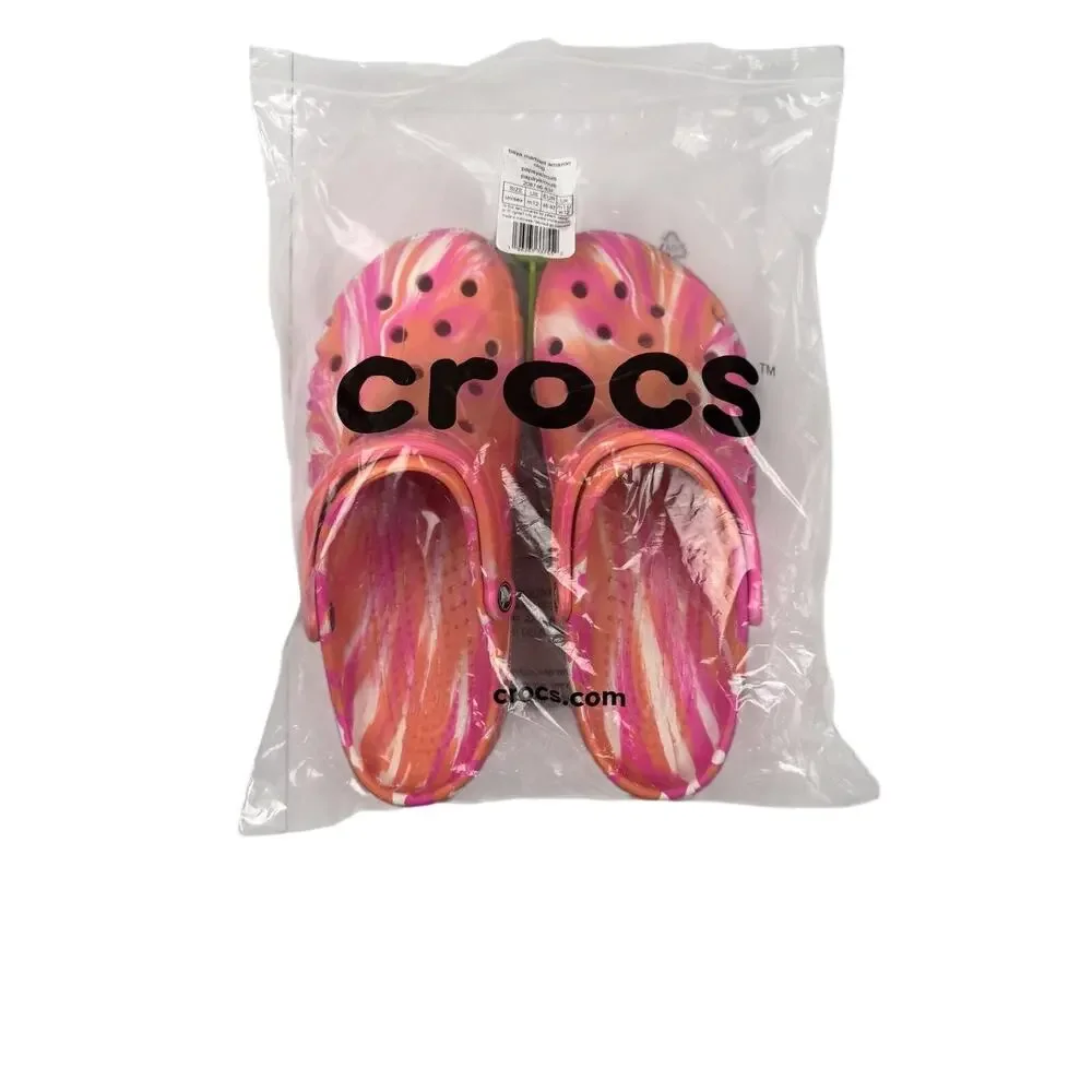 Crocs Unisex Men's and Women's Baya Graphic Clog,Papaya/Multi,14 Women/12 Men